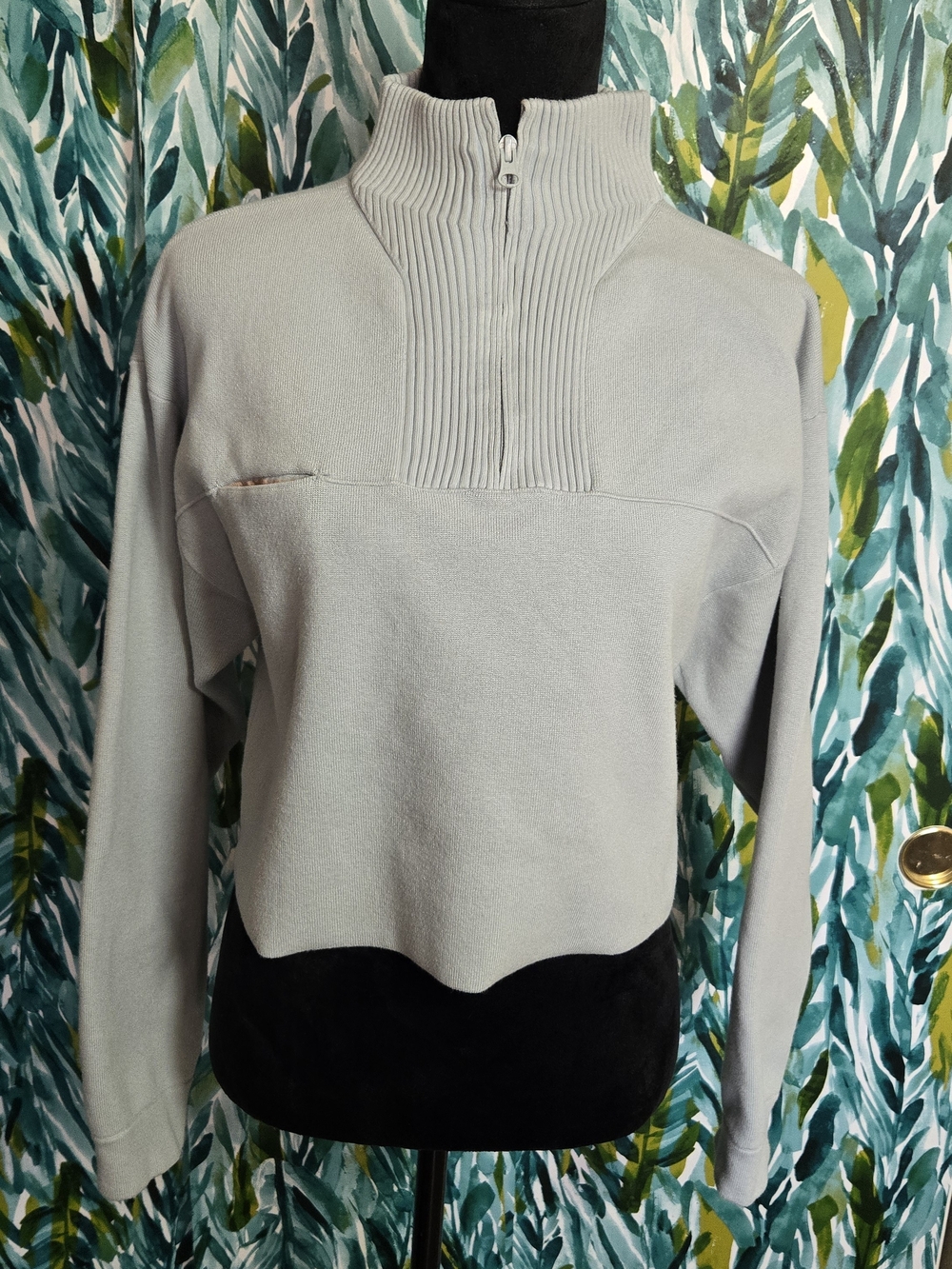 Lunya Cozy Cotton Silk Zip Pullover in the color Chilled Blue